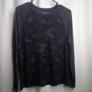Express Shirt M Women Long Sleeve Stretch Thermal Camo Gray Black